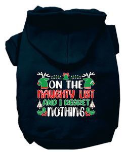 I Regret Nothing Screen Print Dog Hoodie Navy Blue Size Md