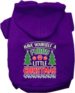 Furry Little Christmas Screen Print Dog Hoodie Purple Size 5x