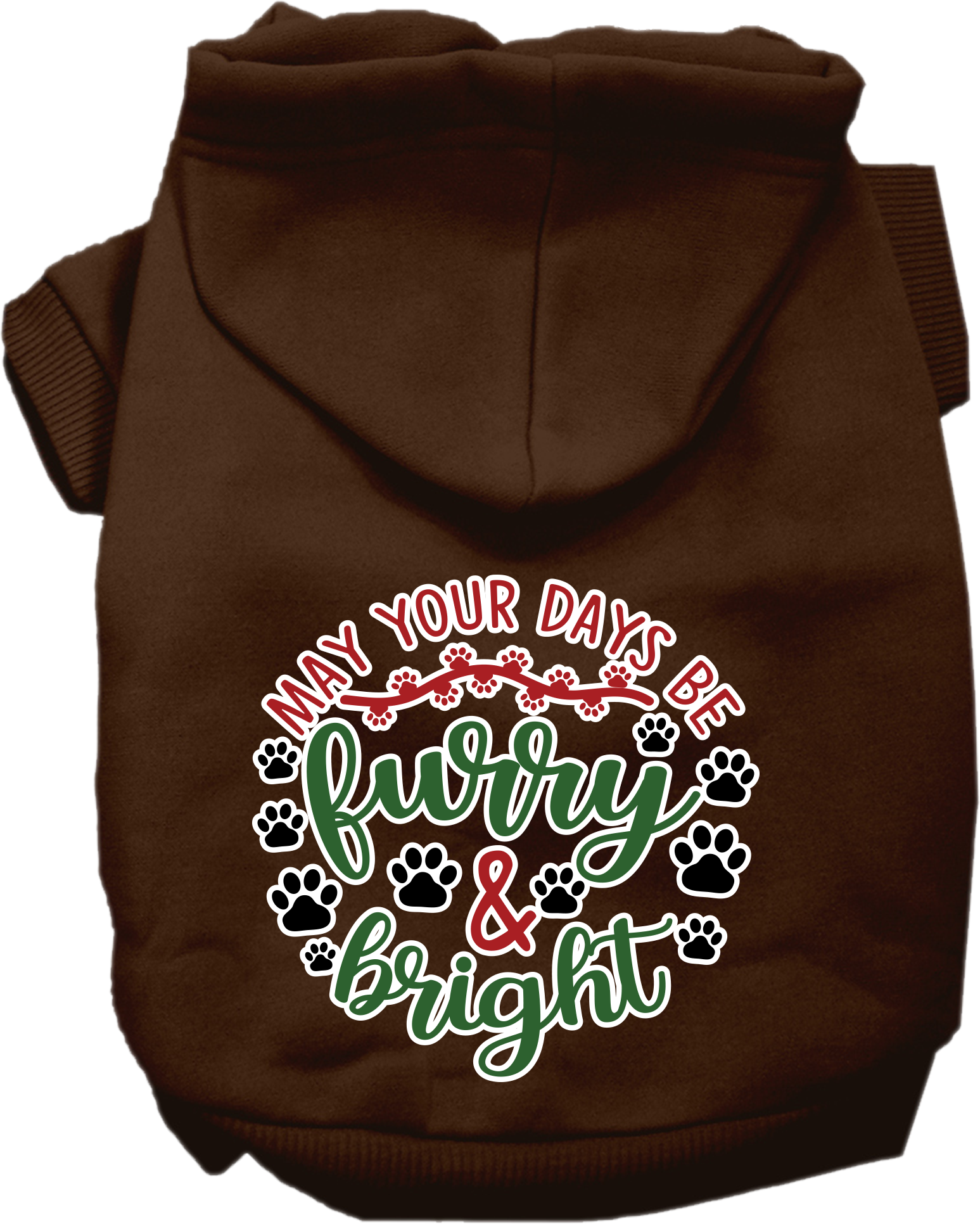 Furry And Bright Screen Print Dog Hoodie Brown Size Sm