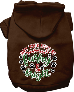 Furry And Bright Screen Print Dog Hoodie Brown Size Sm