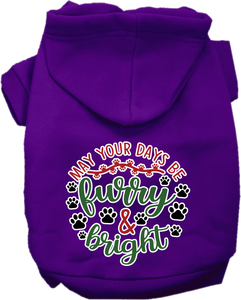 Furry And Bright Screen Print Dog Hoodie Purple Size Sm