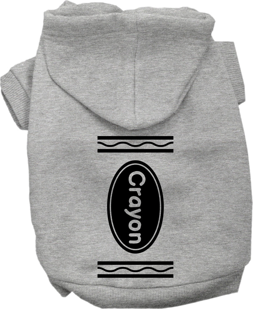 Crayon Costume Screen Print Dog Hoodie Grey Size Lg