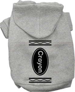 Crayon Costume Screen Print Dog Hoodie Grey Size Lg