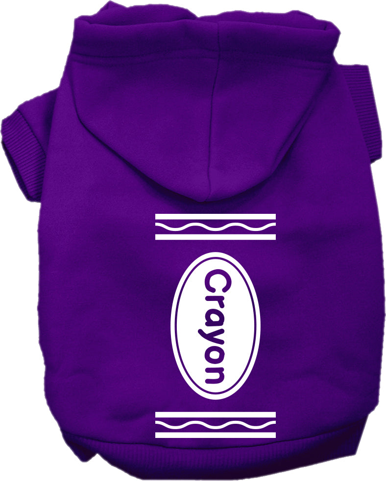 Crayon Costume Screen Print Dog Hoodie Purple Size Xxl