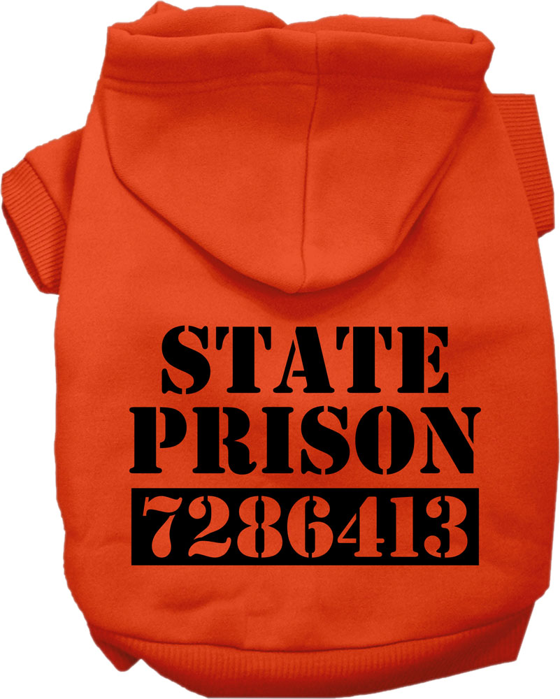 Inmate Costume Screen Print Dog Hoodie Orange Size Xl
