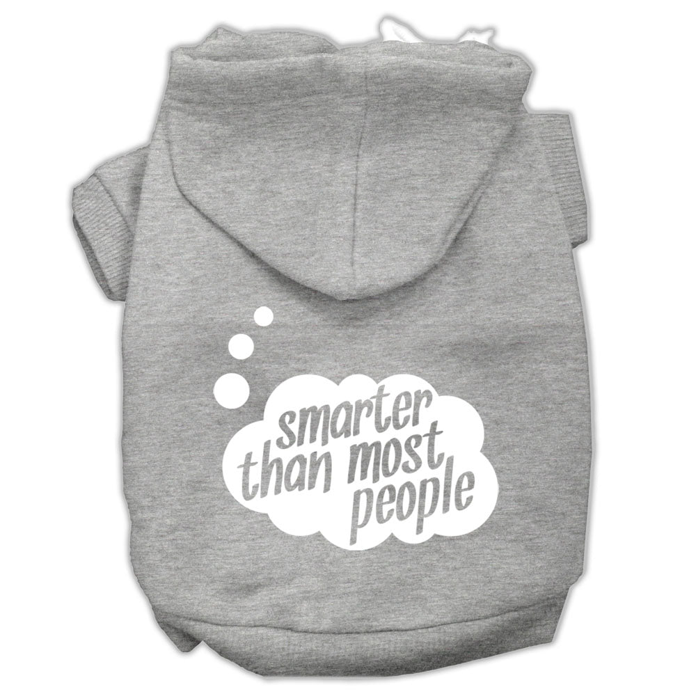 Smarter Then Most People Screen Printed Dog Pet Hoodies Grey Size Lg