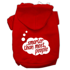 Smarter Then Most People Screen Printed Dog Pet Hoodies Red Size Lg