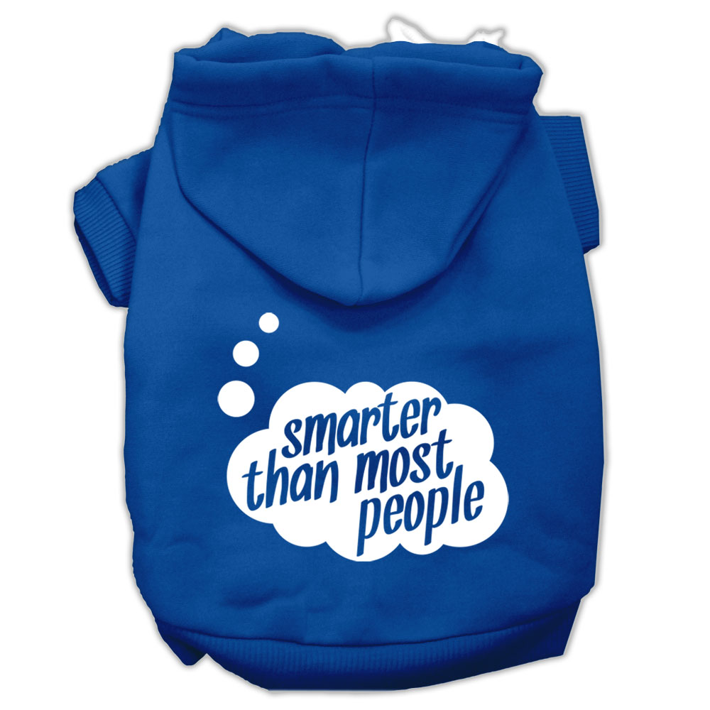 Smarter Then Most People Screen Printed Dog Pet Hoodies Blue Size Sm