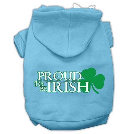 Proud To Be Irish Screen Print Pet Hoodies Baby Blue Size Lg