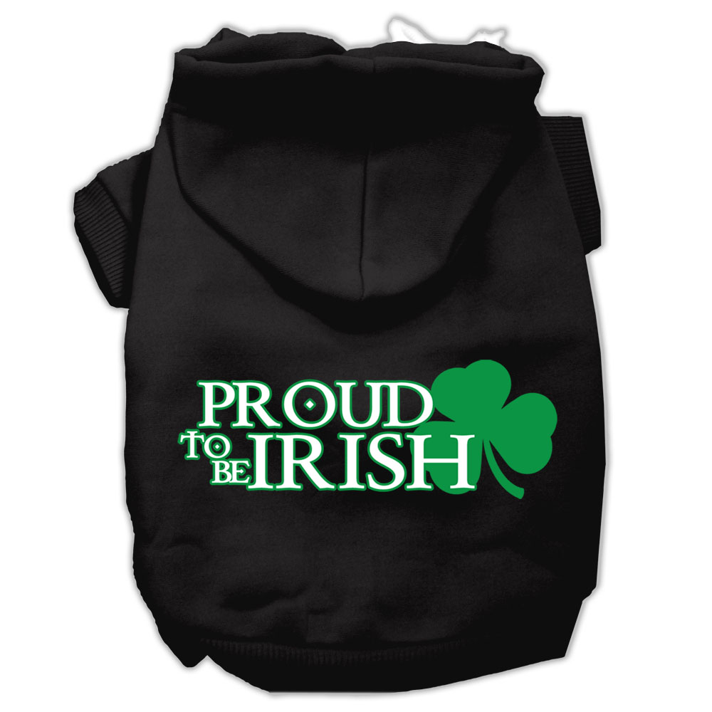 Proud To Be Irish Screen Print Pet Hoodies Black Size Lg