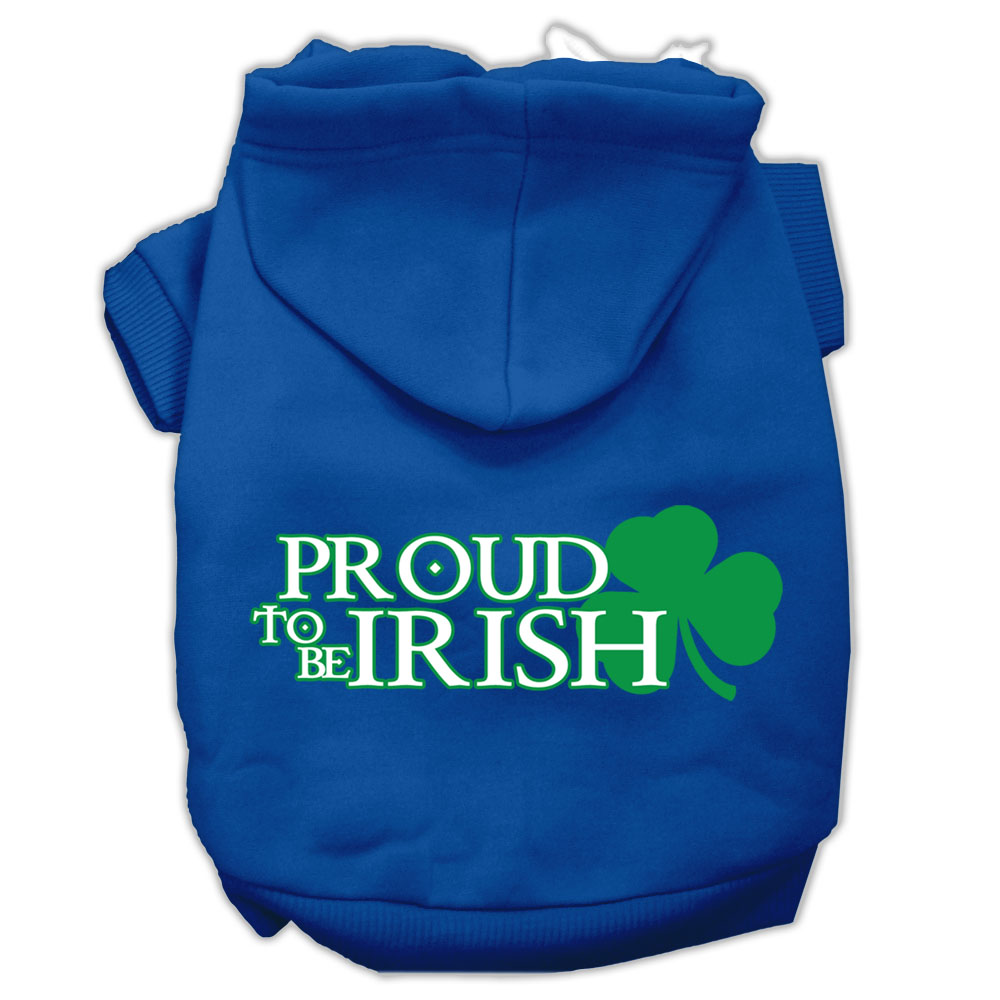 Proud To Be Irish Screen Print Pet Hoodies Blue Size Lg
