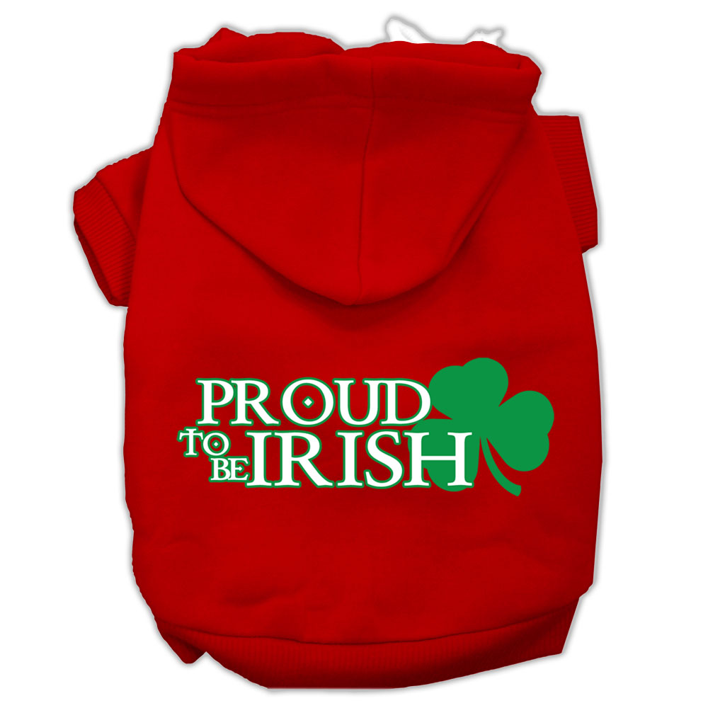 Proud To Be Irish Screen Print Pet Hoodies Red Size Xl