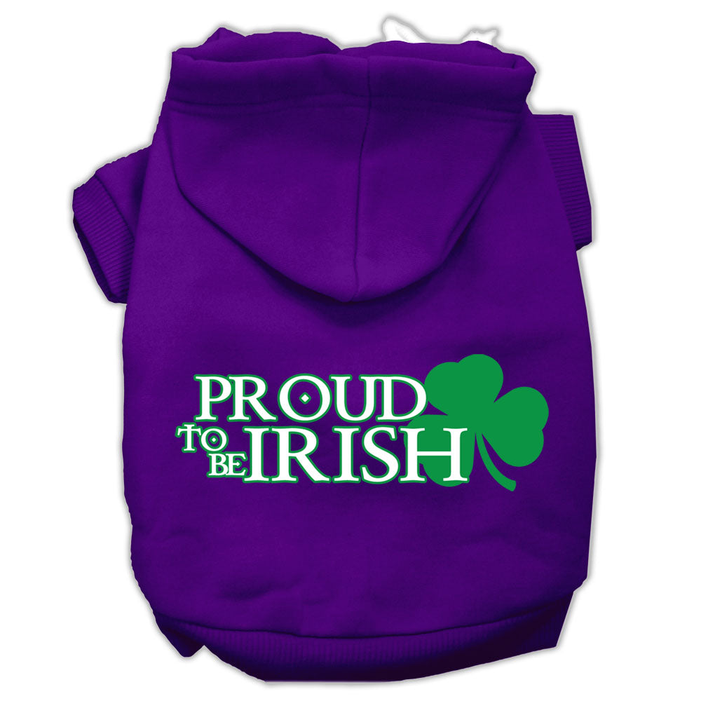 Proud To Be Irish Screen Print Pet Hoodies Purple Size Xs