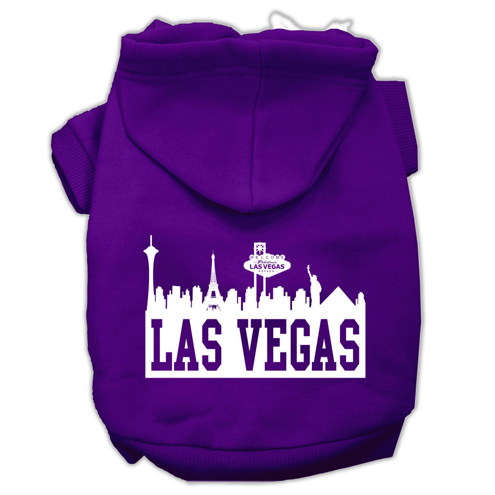 Las Vegas Skyline Screen Print Pet Hoodies Purple Size Sm