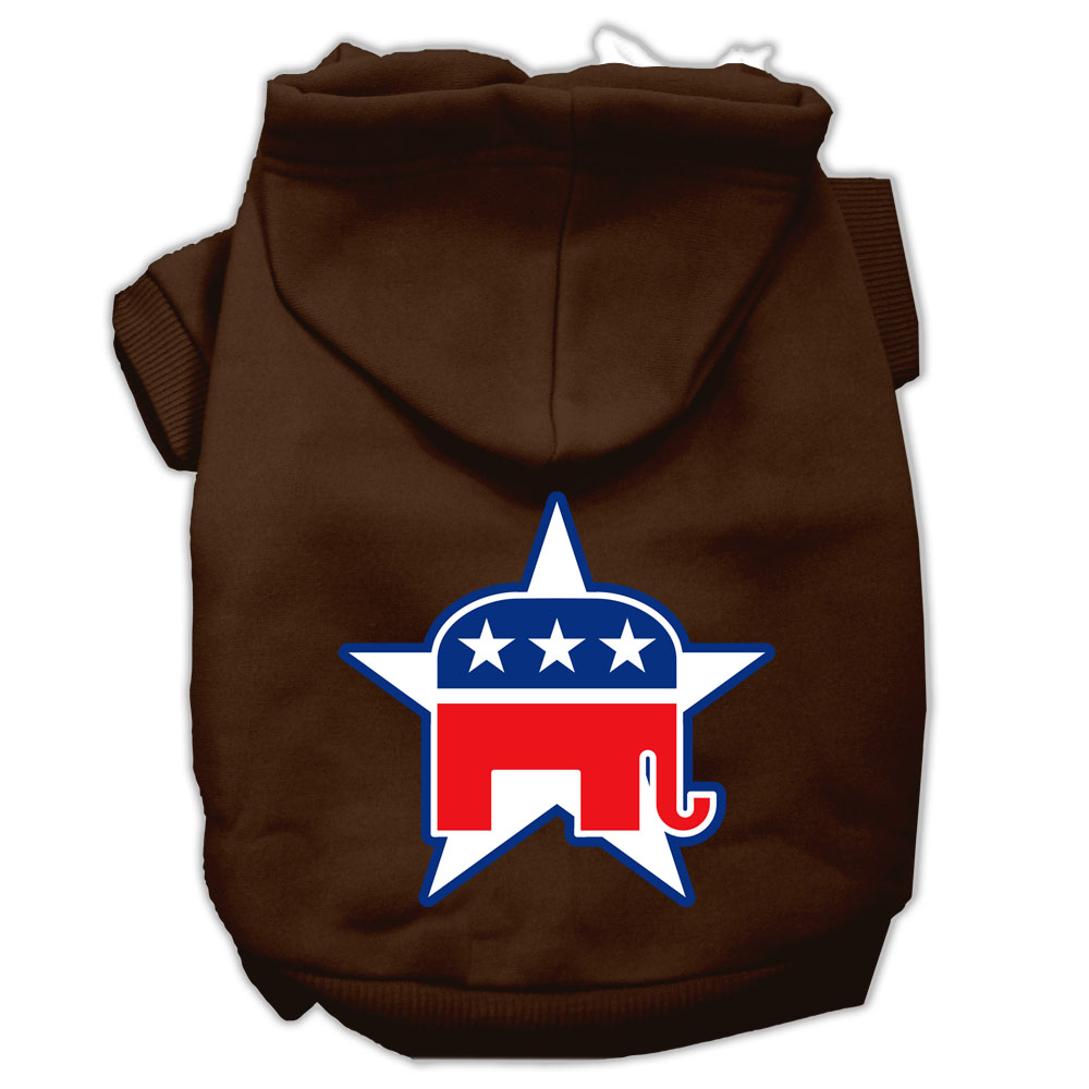 Republican Screen Print Pet Hoodies Brown Size Xl