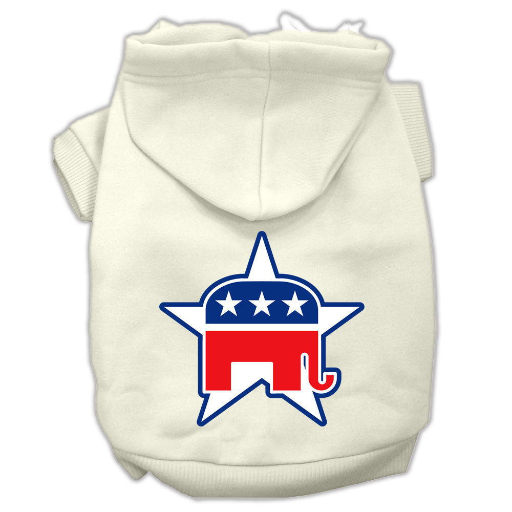Republican Screen Print Pet Hoodies Cream Size Xl