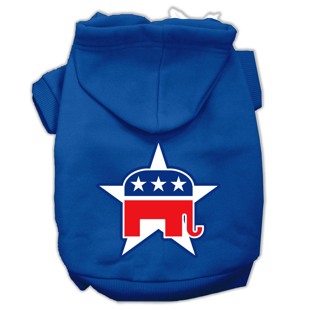 Republican Screen Print Pet Hoodies Blue Size Xs