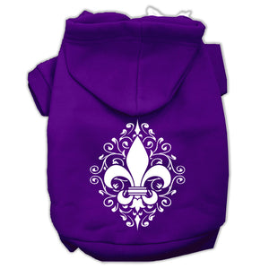 Henna Fleur De Lis Screen Print Pet Hoodies Purple Size Xl