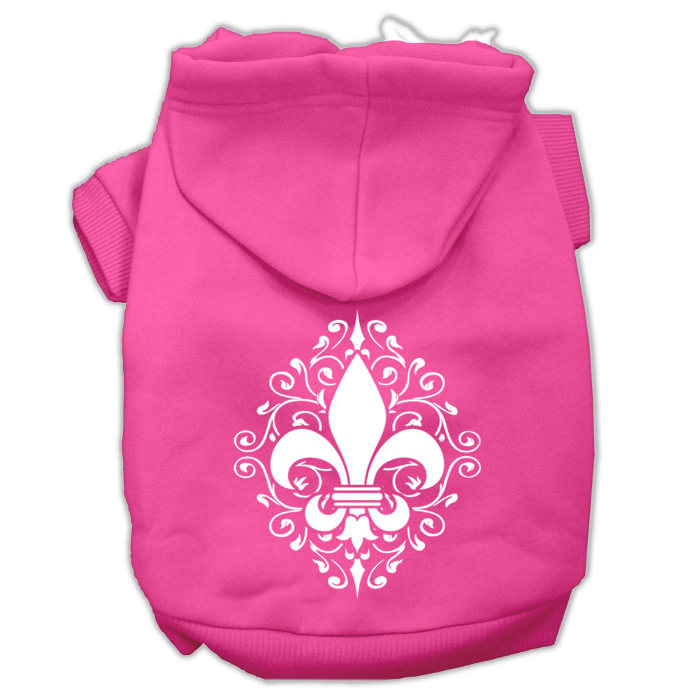 Henna Fleur De Lis Screen Print Pet Hoodies Bright Pink Size Xxl