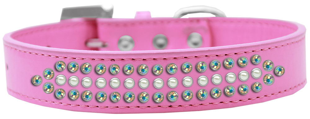 Ritz Pearl And Ab Crystal Dog Collar Bright Pink Size 12