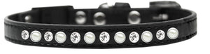 Pearl And Clear Jewel Breakaway Cat Collar Black Size 14