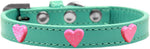 Pink Glitter Heart Widget Dog Collar Aqua Size 10