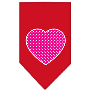 Pink Swiss Dot Heart Screen Print Bandana Red Large