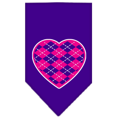 Argyle Paw Pink Screen Print Bandana Purple Small