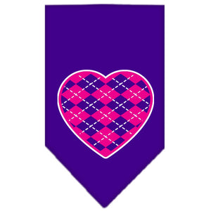 Argyle Paw Pink Screen Print Bandana Purple Small