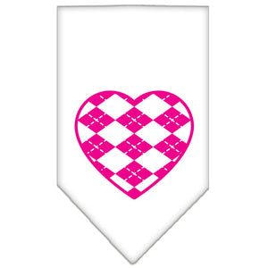 Argyle Paw Pink Screen Print Bandana White Small