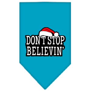 Don't Stop Believin Screen Print Bandana Turquoise Small