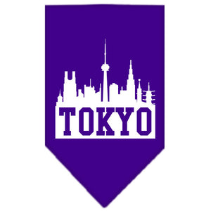 Tokyo Skyline Screen Print Bandana Purple Small