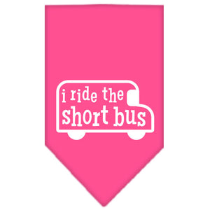 I Ride The Short Bus Screen Print Bandana Bright Pink Small