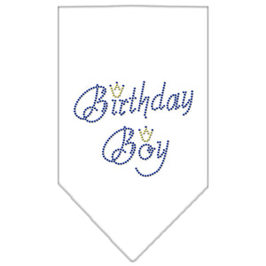 Birthday Boy Rhinestone Bandana White Large