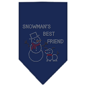 Snowman's Best Friend Rhinestone Bandana Navy Blue Small