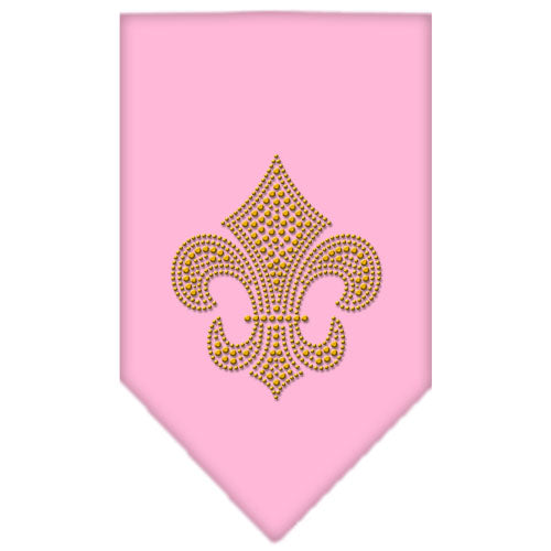 Fleur De Lis Gold Rhinestone Bandana Light Pink Small