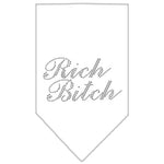 Rich Bitch Rhinestone Bandana White Small