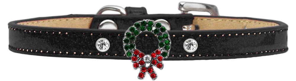 Holiday Charm Dog Collar Black Ice Cream Size 16 Wreath