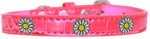 White Daisy Widget Croc Dog Collar Bright Pink Size 10