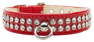 Glistening Patent Faux Leather Crystal Collar  #72 Red 10