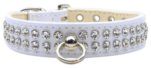 Glistening Patent Faux Leather Crystal Collar  #72 White 10