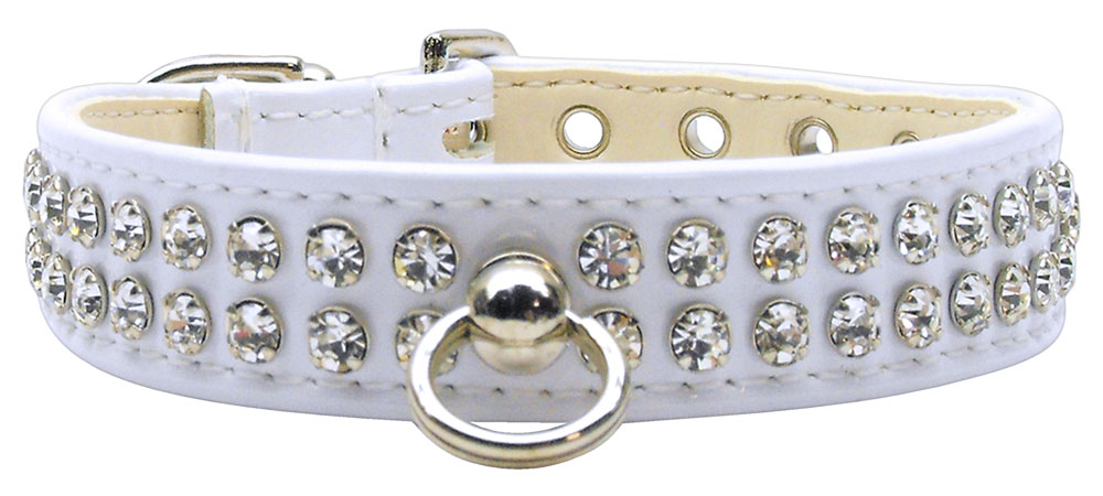 Glistening Patent Faux Leather Crystal Collar  #72 White 16