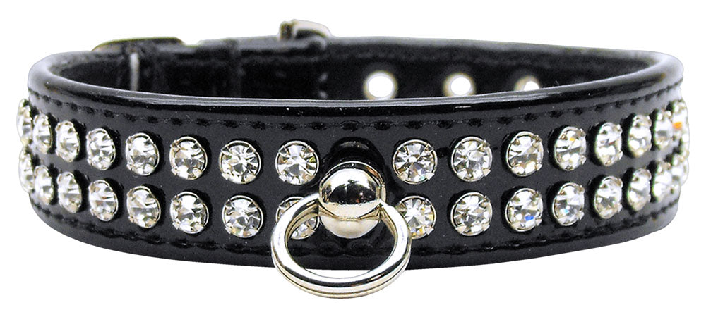 Glistening Patent Faux Leather Crystal Collar  #72 Black 24