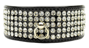 Luxe Patent Crystal Collar Black 12