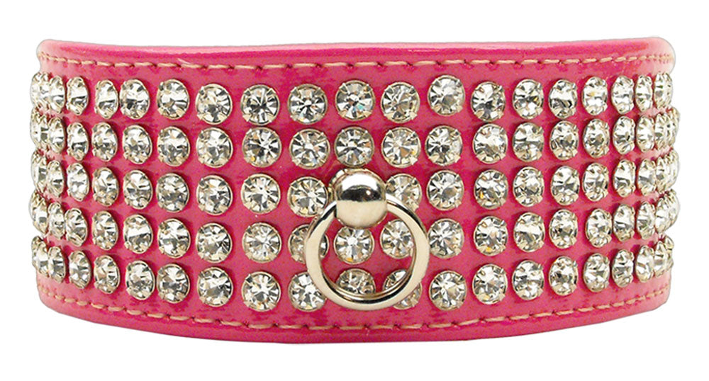 Luxe Patent Crystal Collar Bright Pink 16