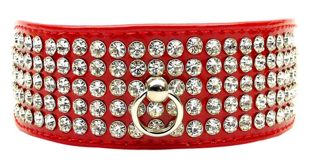 Luxe Patent Crystal Collar Red 26