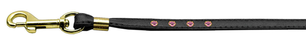 Color Crystal Leash Black W/ Pink Stones Gold Hardware