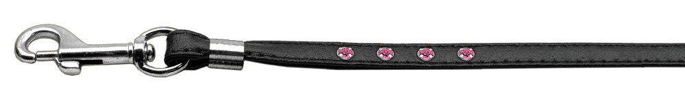 Color Crystal Leash Black W/ Pink Stones Silver Hardware