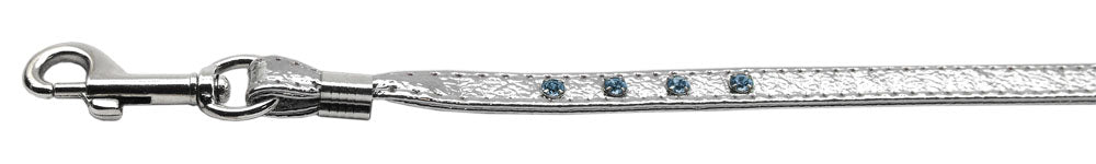 Color Crystal Leash Silver W/ Lt Blue Stones Silver Hardware