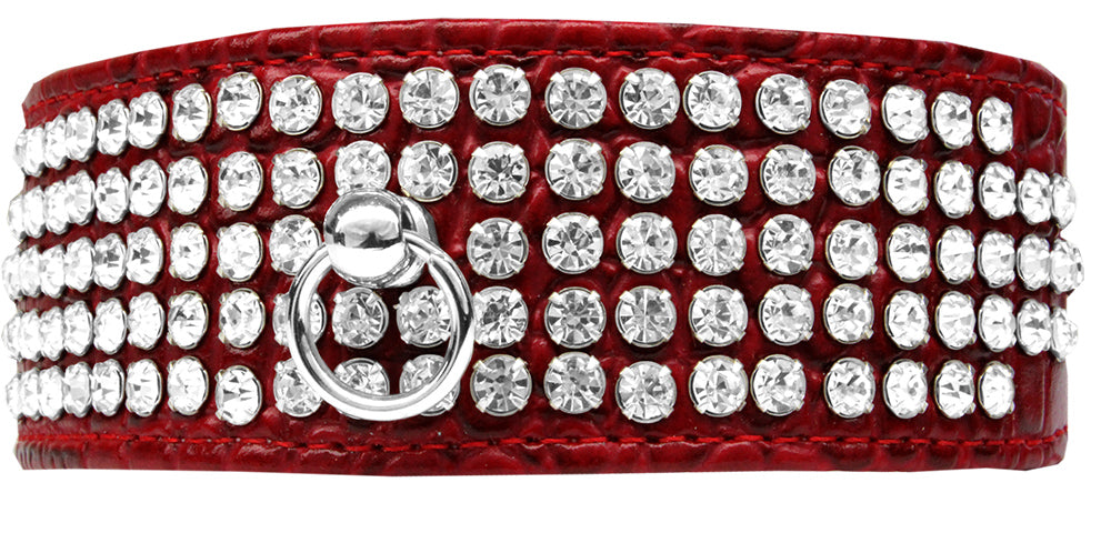 Regal Crystal Couture Collar - Five Row Clear Crystal Red Size 22